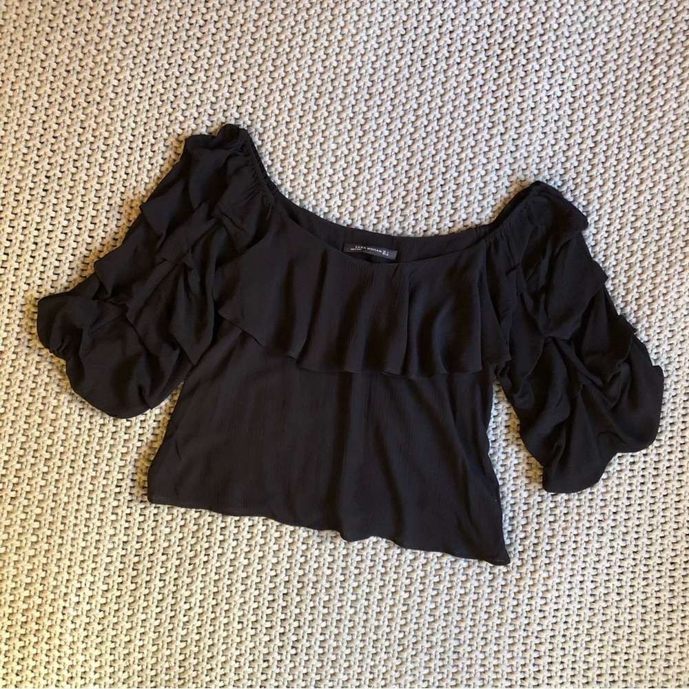 Zara Ruffled Peasant Top
